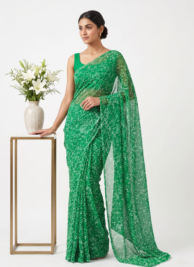 High Quality Garden Vareli Printed Nara Chiffon Saree