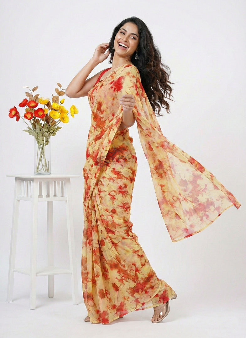 High Quality Garden Vareli Printed Nara Chiffon Saree