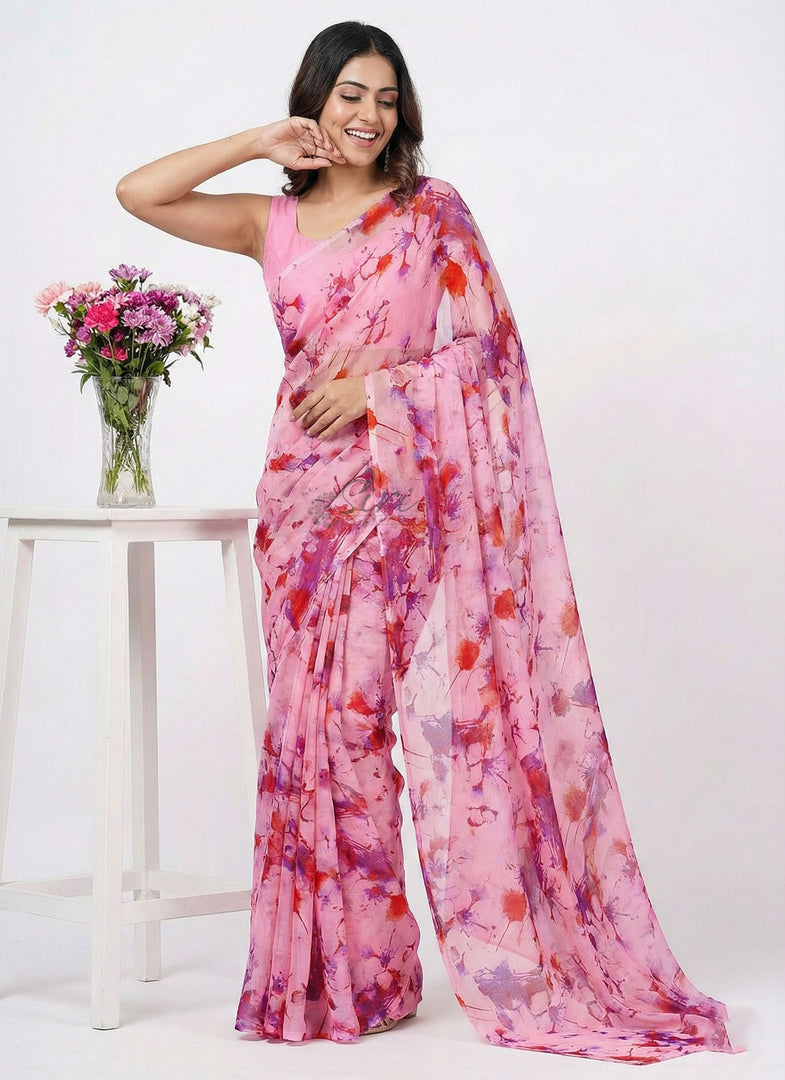 High Quality Garden Vareli Printed Nara Chiffon Saree