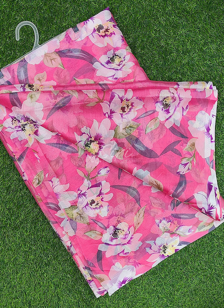 High Quality Garden Vareli Printed Nara Chiffon Saree