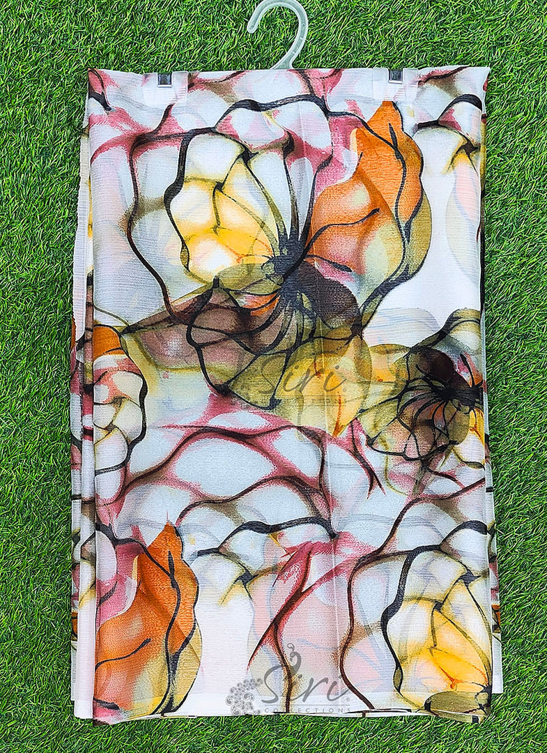 High Quality Garden Vareli Printed Nara Chiffon Saree