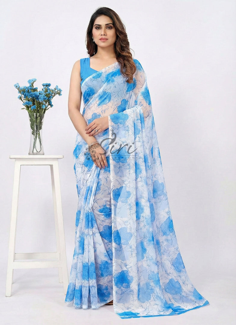 High Quality Garden Vareli Printed Nara Chiffon Saree