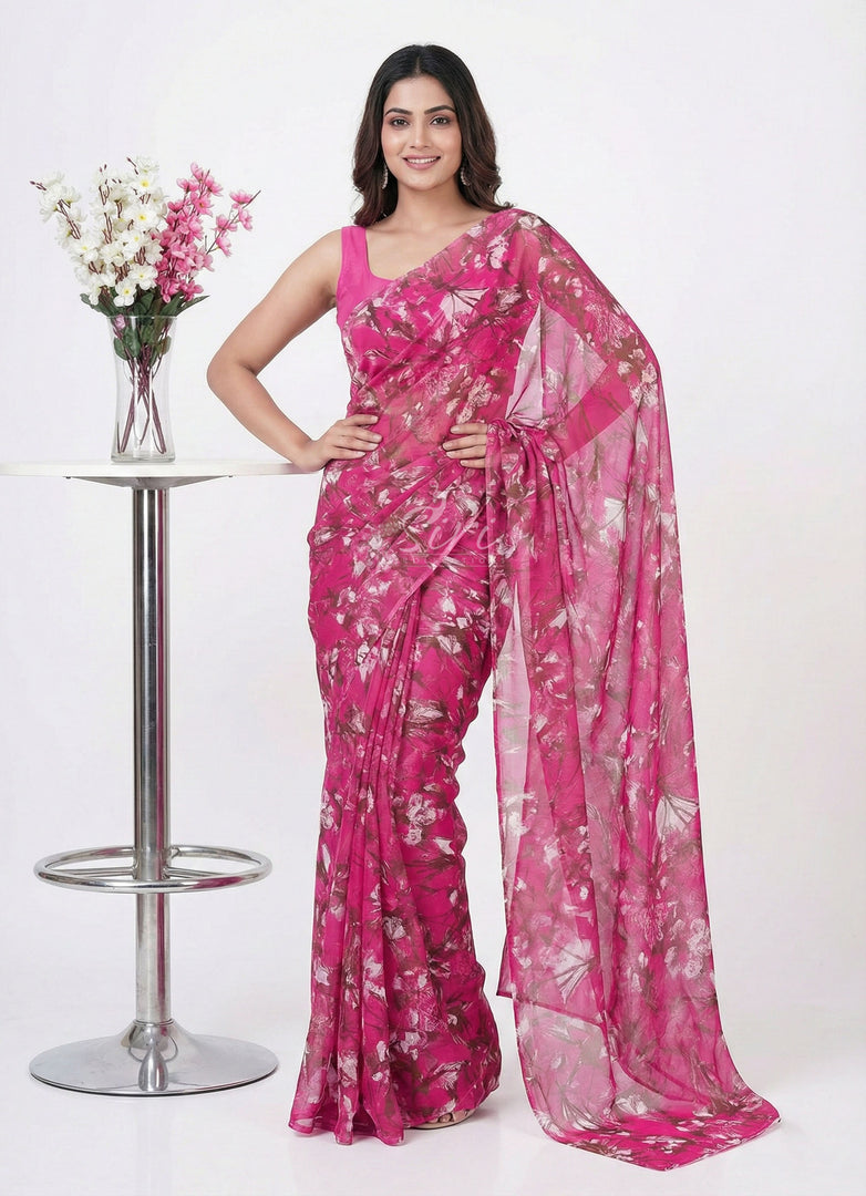 High Quality Garden Vareli Printed Nara Chiffon Saree