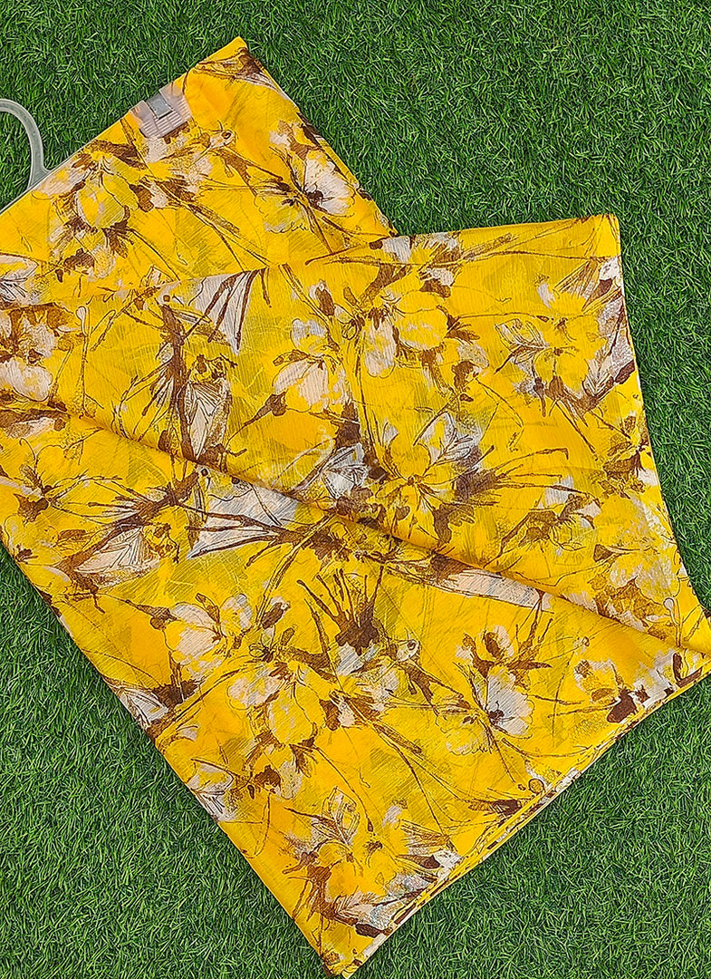 High Quality Garden Vareli Printed Nara Chiffon Saree