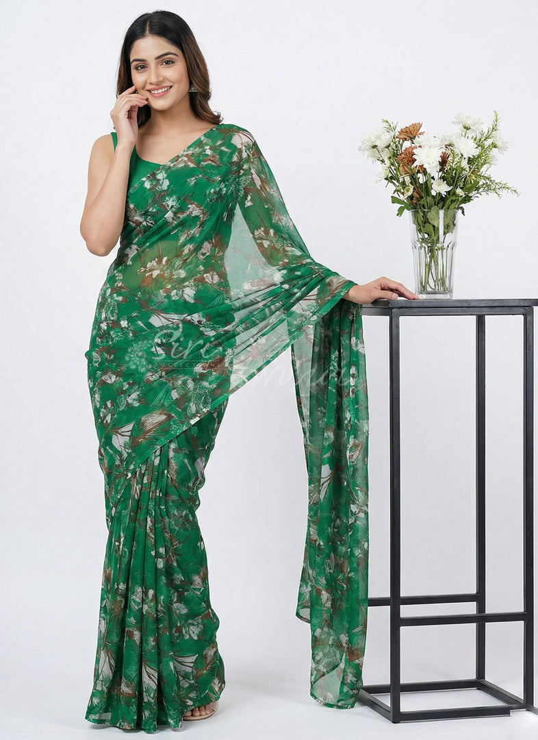 High Quality Garden Vareli Printed Nara Chiffon Saree