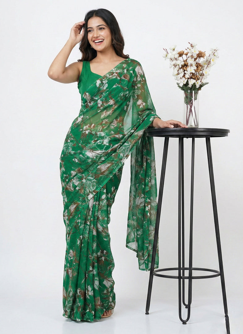 High Quality Garden Vareli Printed Nara Chiffon Saree