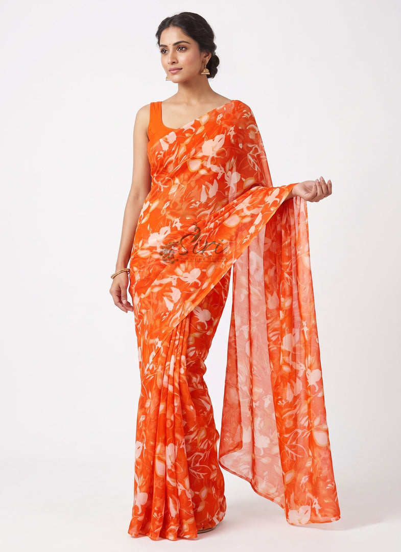 Elegant Garden Vareli Printed Nara Chiffon Saree