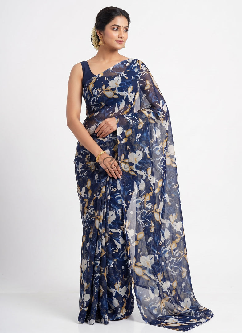 Elegant Garden Vareli Printed Nara Chiffon Saree