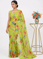 Load image into Gallery viewer, Elegant Garden Vareli Printed Nara Chiffon Saree