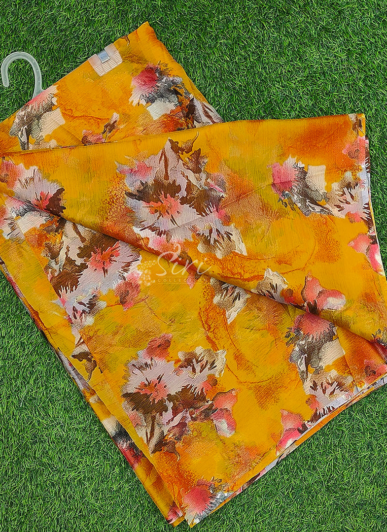 Elegant Garden Vareli Printed Nara Chiffon Saree