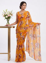 Load image into Gallery viewer, Elegant Garden Vareli Printed Nara Chiffon Saree