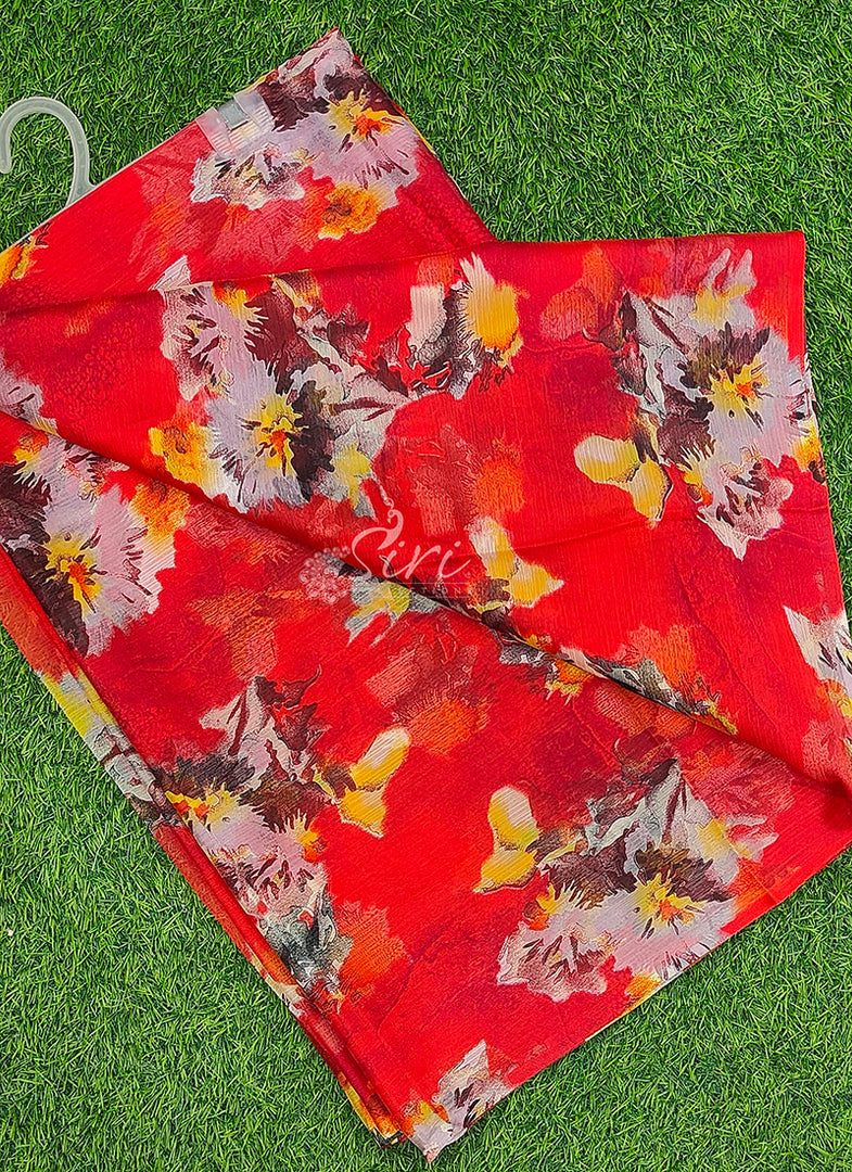 Elegant Garden Vareli Printed Nara Chiffon Saree