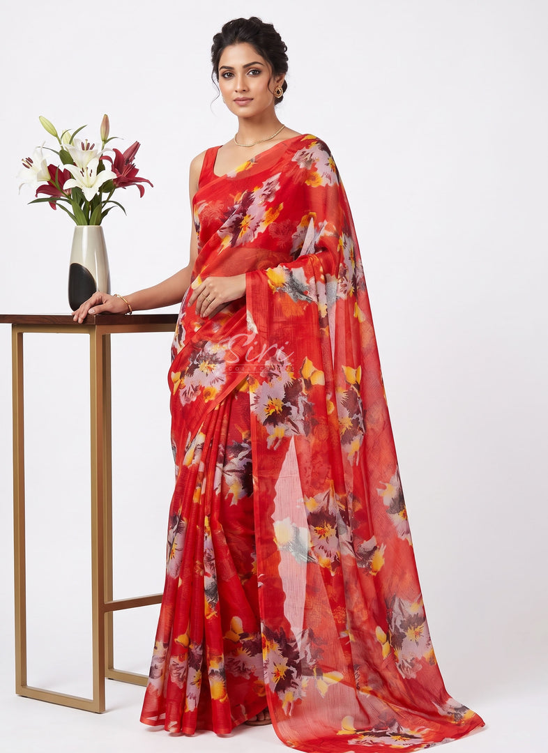 Elegant Garden Vareli Printed Nara Chiffon Saree