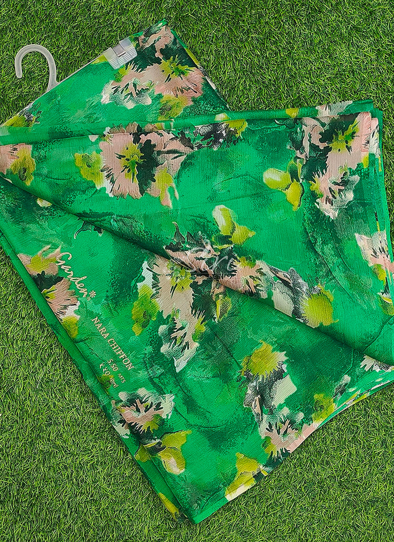 Elegant Garden Vareli Printed Nara Chiffon Saree