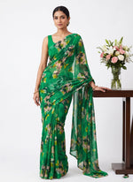 Load image into Gallery viewer, Elegant Garden Vareli Printed Nara Chiffon Saree