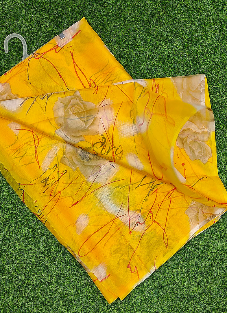 Elegant Garden Vareli Printed Nara Chiffon Saree