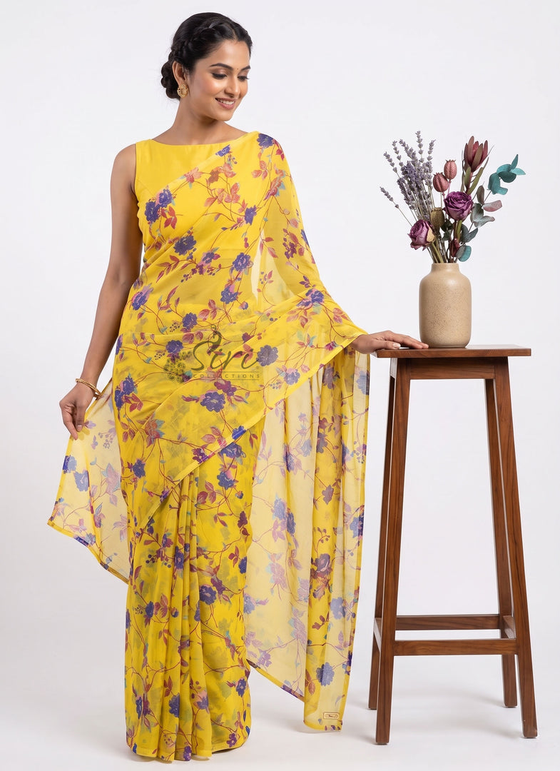Elegant Garden Vareli Printed Nara Chiffon Saree