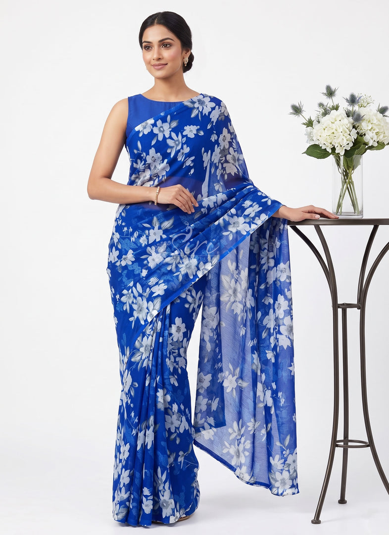 Elegant Garden Vareli Printed Nara Chiffon Saree
