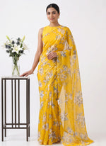Load image into Gallery viewer, Elegant Garden Vareli Printed Nara Chiffon Saree