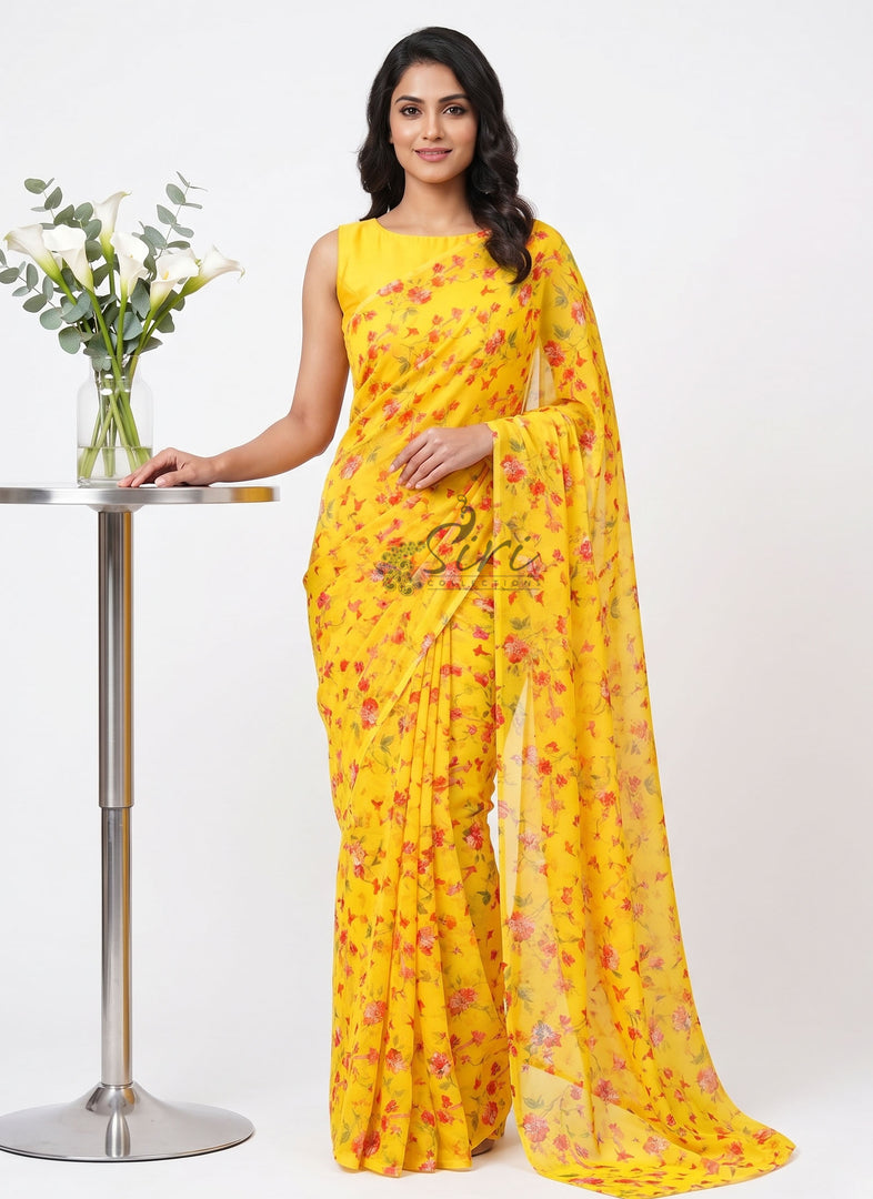 Light Weight Garden Vareli Printed Nara Chiffon Saree