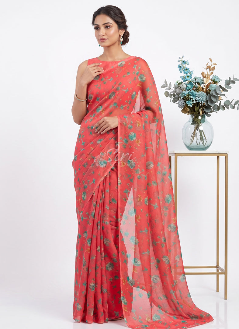 Light Weight Garden Vareli Printed Nara Chiffon Saree