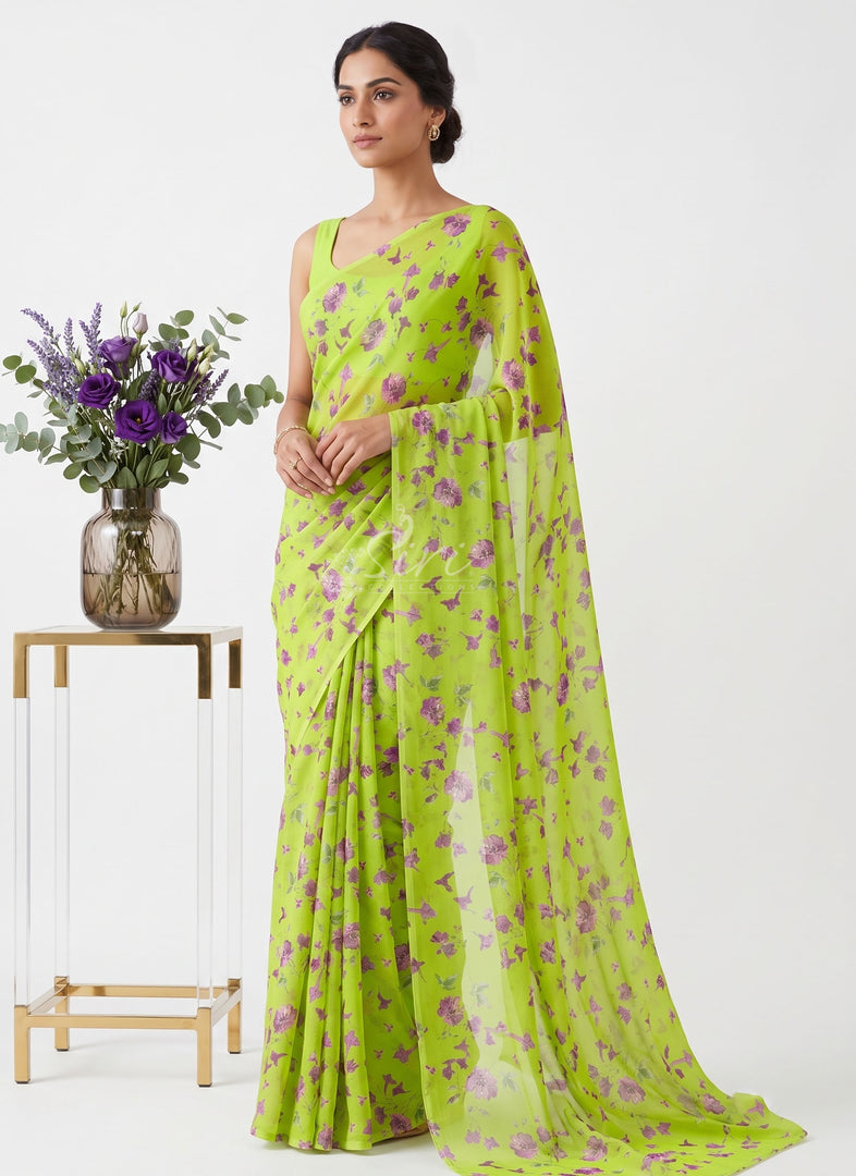Light Weight Garden Vareli Printed Nara Chiffon Saree