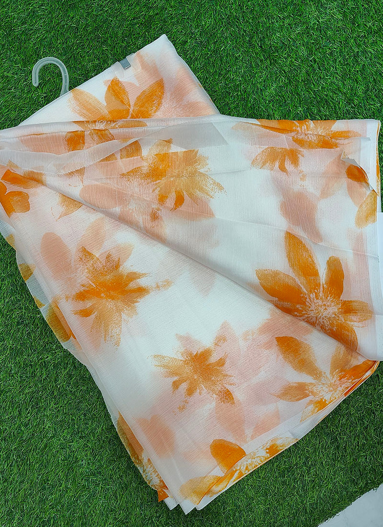 Authentic Garden Vareli Printed Nara Chiffon Saree