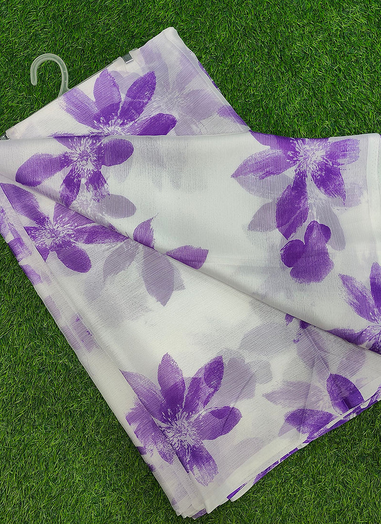 Authentic Garden Vareli Printed Nara Chiffon Saree