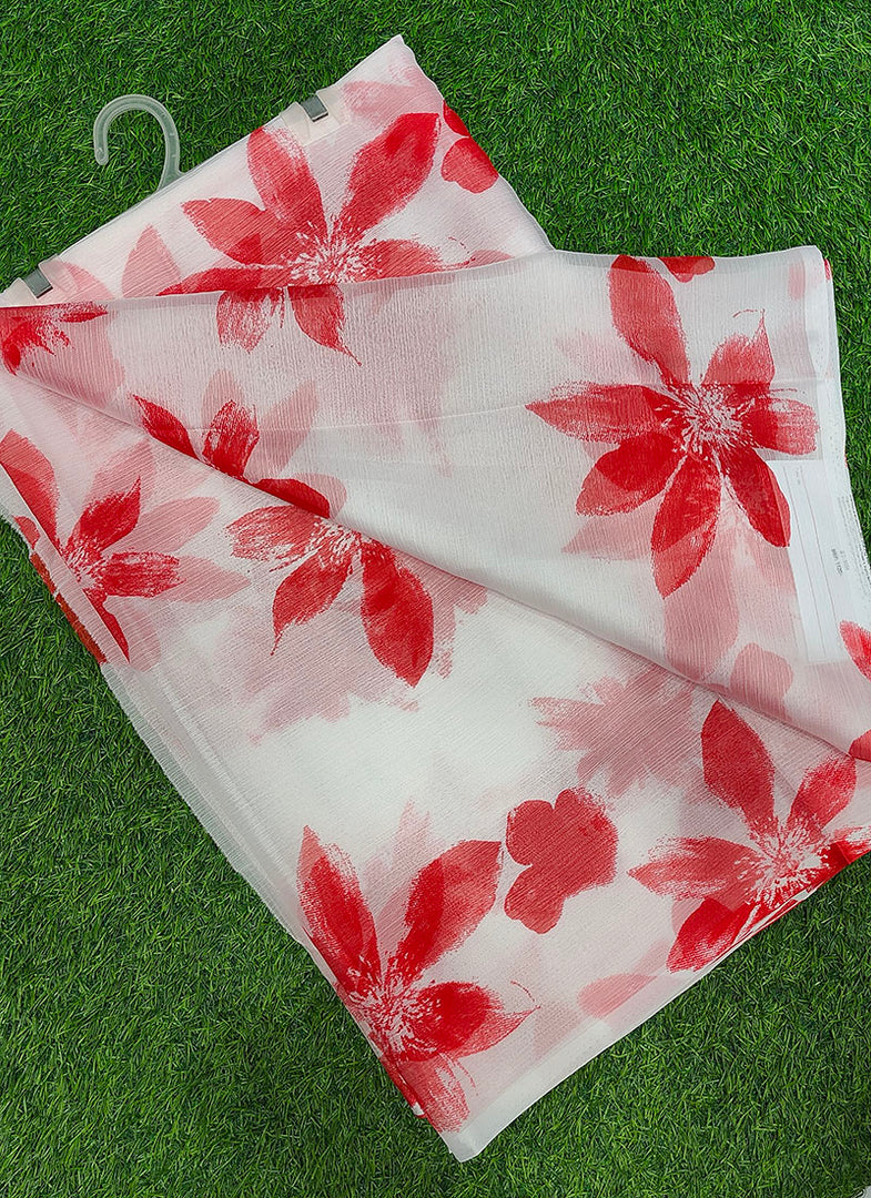 Authentic Garden Vareli Printed Nara Chiffon Saree