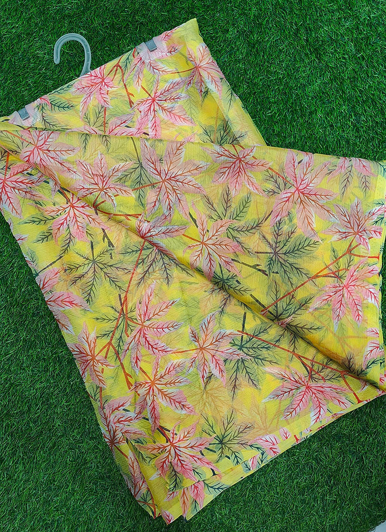 Authentic Garden Vareli Printed Nara Chiffon Saree