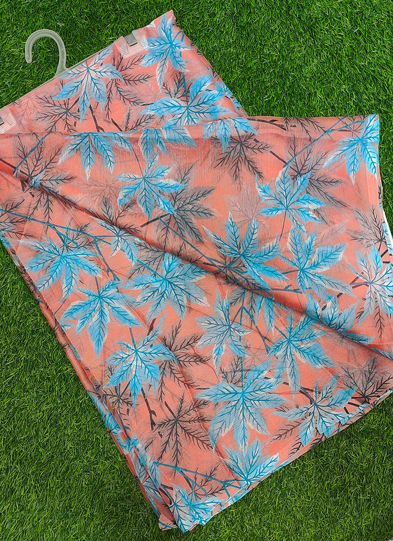 Authentic Garden Vareli Printed Nara Chiffon Saree