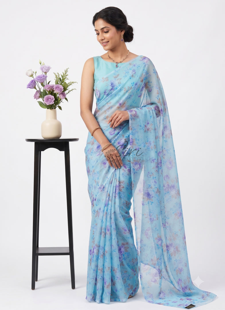 Light Weight Garden Vareli Printed Nara Chiffon Saree