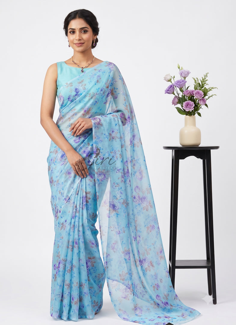 Light Weight Garden Vareli Printed Nara Chiffon Saree