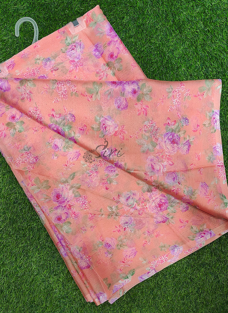 Authentic Garden Vareli Printed Nara Chiffon Saree