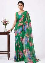 Load image into Gallery viewer, Authentic Garden Vareli Printed Nara Chiffon Saree