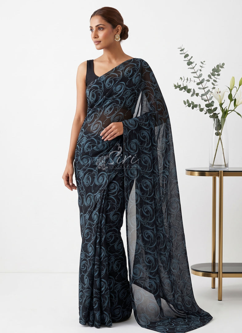 Light Weight Garden Vareli Printed Nara Chiffon Saree