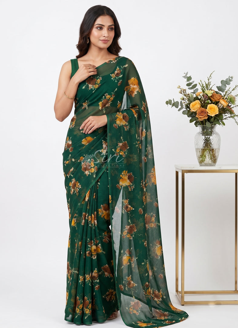 Light Weight Garden Vareli Printed Nara Chiffon Saree
