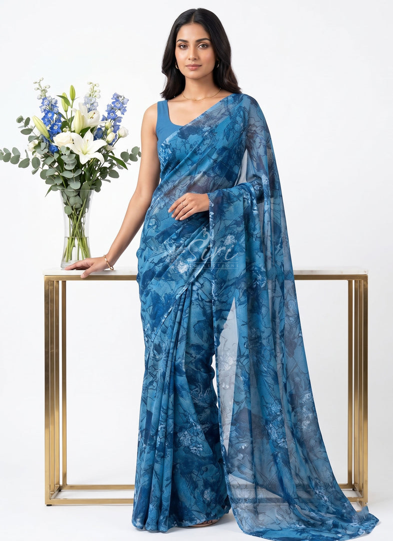 Light Weight Garden Vareli Printed Nara Chiffon Saree