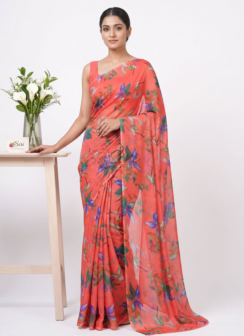 Light Weight Garden Vareli Printed Nara Chiffon Saree