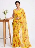 Load image into Gallery viewer, Light Weight Garden Vareli Printed Nara Chiffon Saree