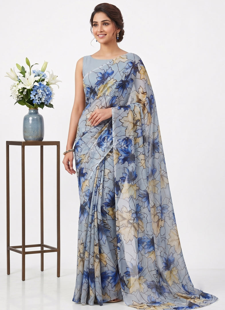 Light Weight Garden Vareli Printed Nara Chiffon Saree
