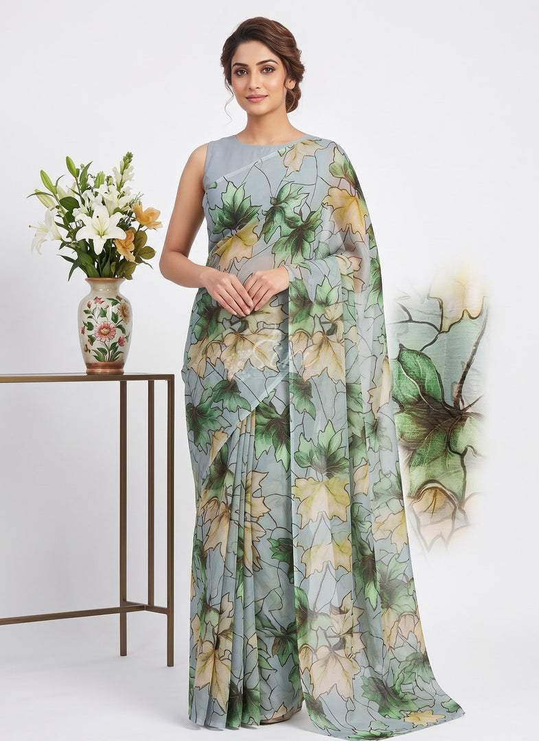 Light Weight Garden Vareli Printed Nara Chiffon Saree