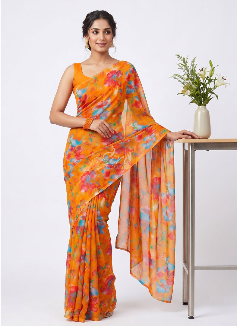 Light Weight Garden Vareli Printed Nara Chiffon Saree