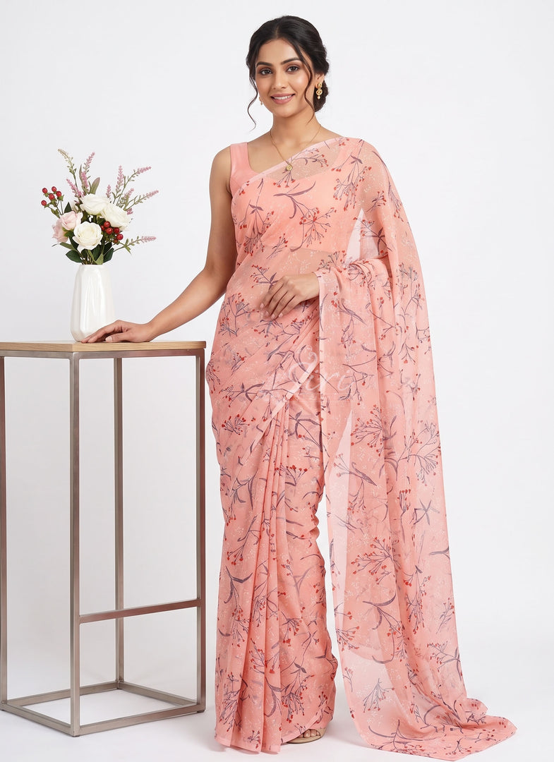 Light Weight Garden Vareli Printed Nara Chiffon Saree