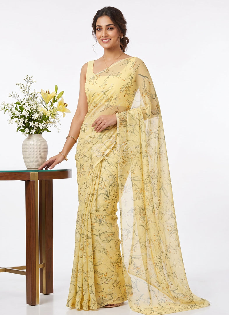 Light Weight Garden Vareli Printed Nara Chiffon Saree