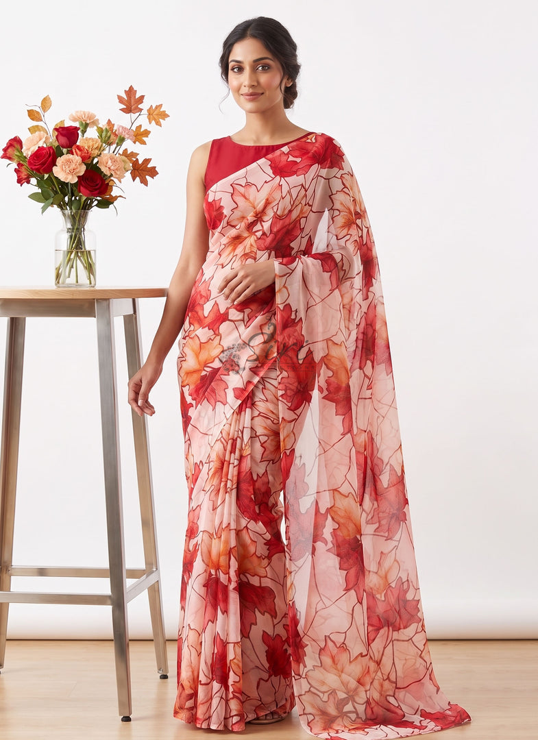 Light Weight Garden Vareli Printed Nara Chiffon Saree