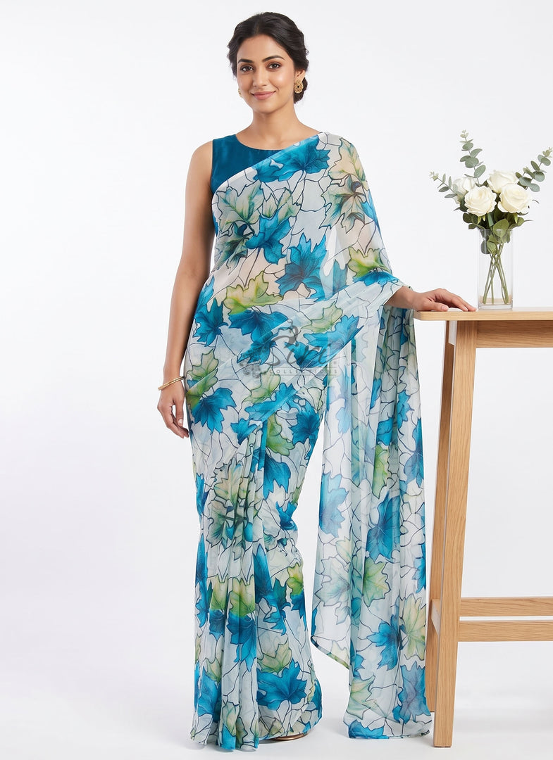 Light Weight Garden Vareli Printed Nara Chiffon Saree