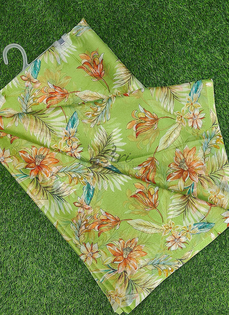 Garden Vareli Printed Nara Chiffon Saree without Blouse