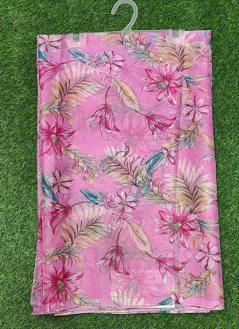 Garden Vareli Printed Nara Chiffon Saree without Blouse