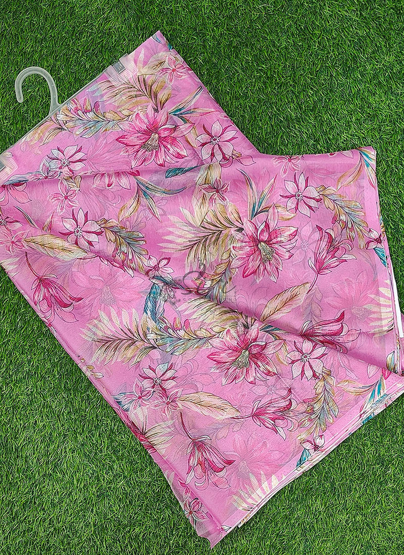 Garden Vareli Printed Nara Chiffon Saree without Blouse